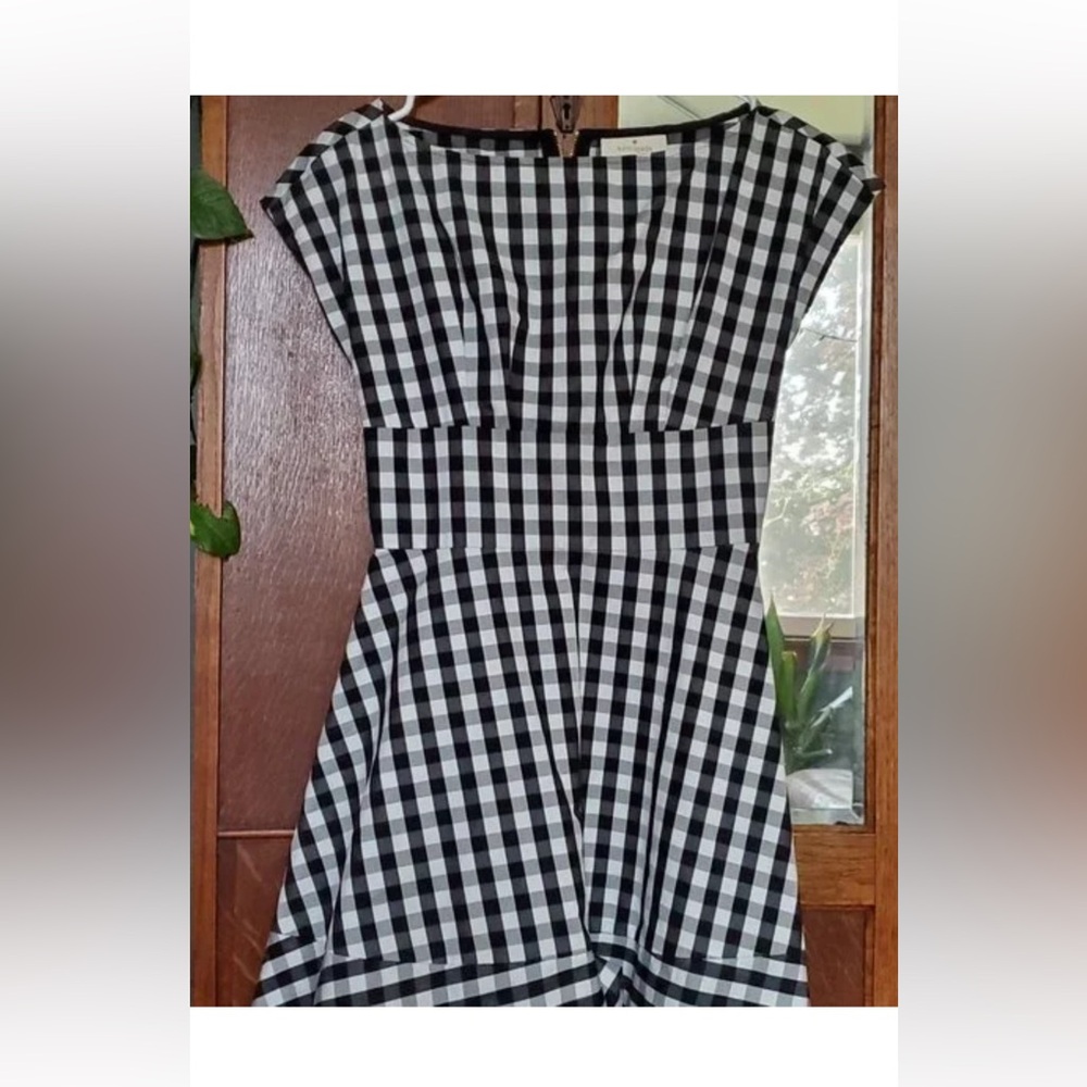 Kate Spade New York A-Line Dress White Plaid Print Short Sleeve